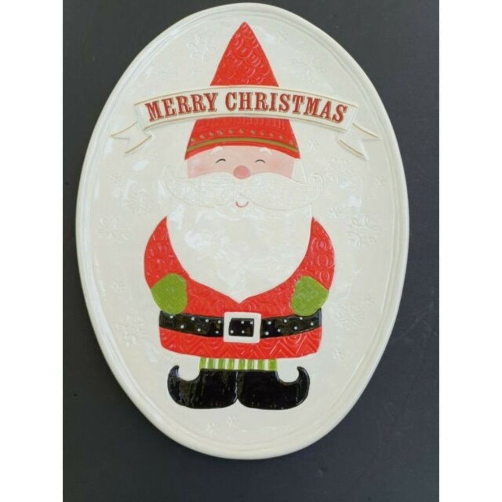 Merry Christmas Santa Gnome Platter By Grasslands Road